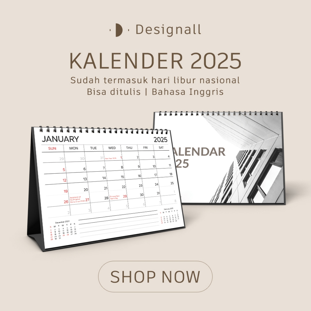 Jual Designall Kalender 2025 Aesthetic Meja / Kalender Duduk Spiral SE ...