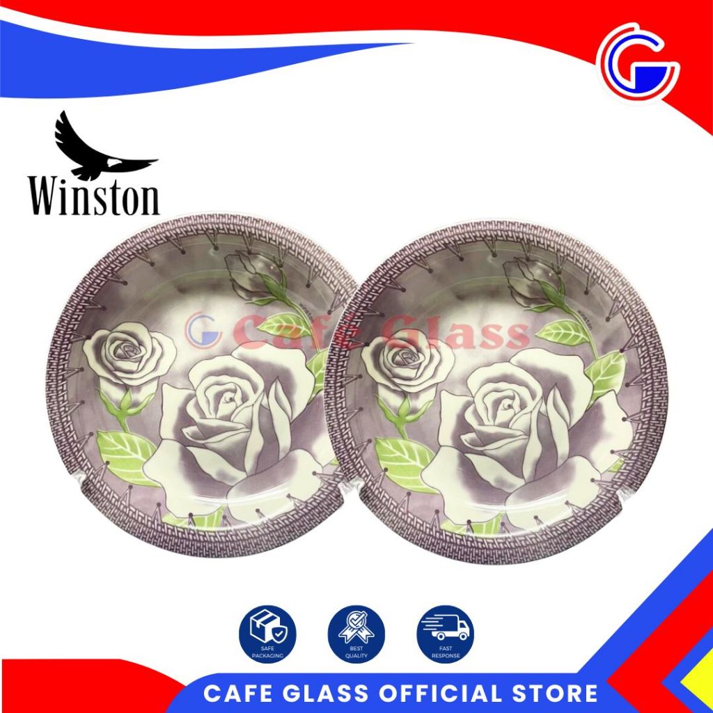Piring Set Keramik - Piring Lontong - Magkok Bulat - Winston Rose Ungu