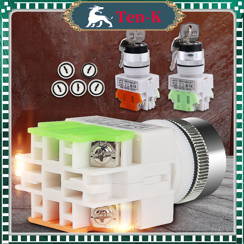 Jual Selector Switch With Key Stay Put 22mm 2Posisi 3Posisi Push Button ...