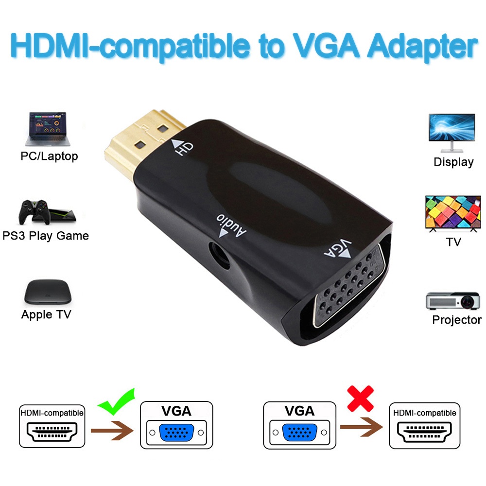 Jual HDMI Male to VGA Female Converter Adapter Audio Port