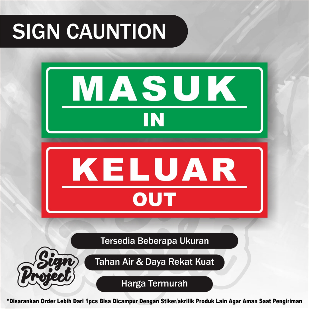 Jual Sign Stiker Tanda Masuk Keluar / Sticker In Out / Sticker masuk ...