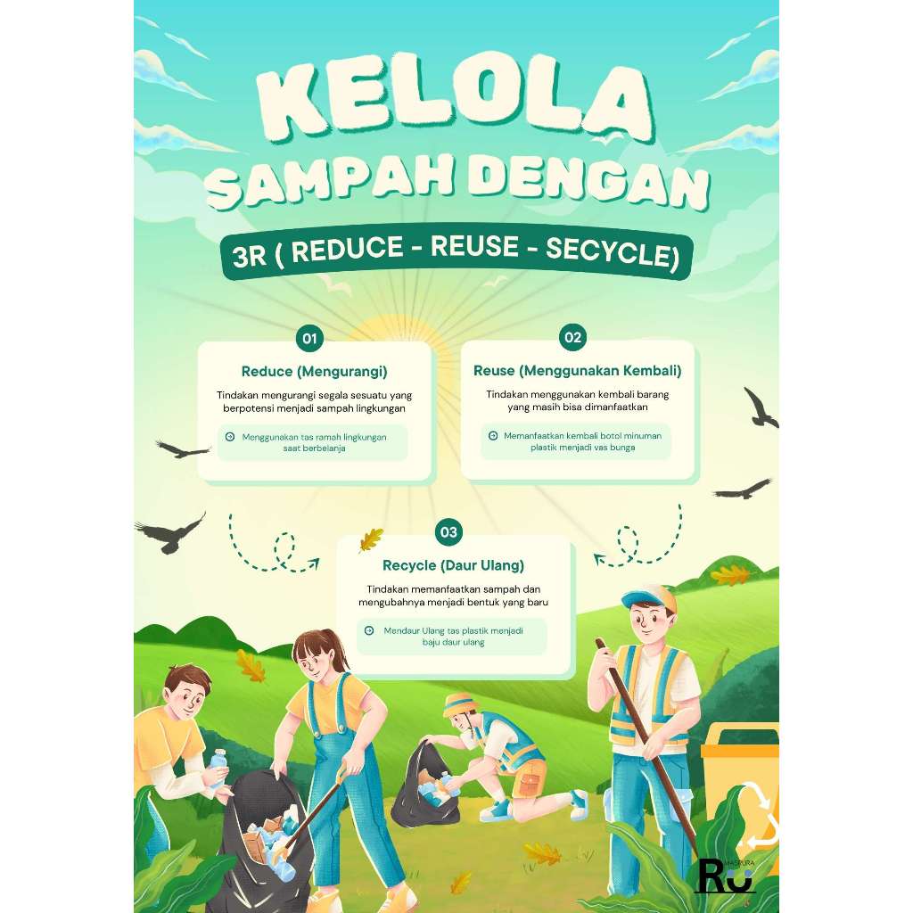 Jual Poster Edukasi Lingkungan Go Green Kebersihan Sekolah Reduce Reuse ...