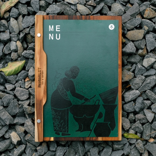Jual Cover buku menu kayu jati perhutani / Menu Board / Wooden Book ...
