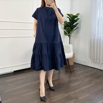 Sandra'S Ruffle Dress Tiara Katun Poplin Korean
