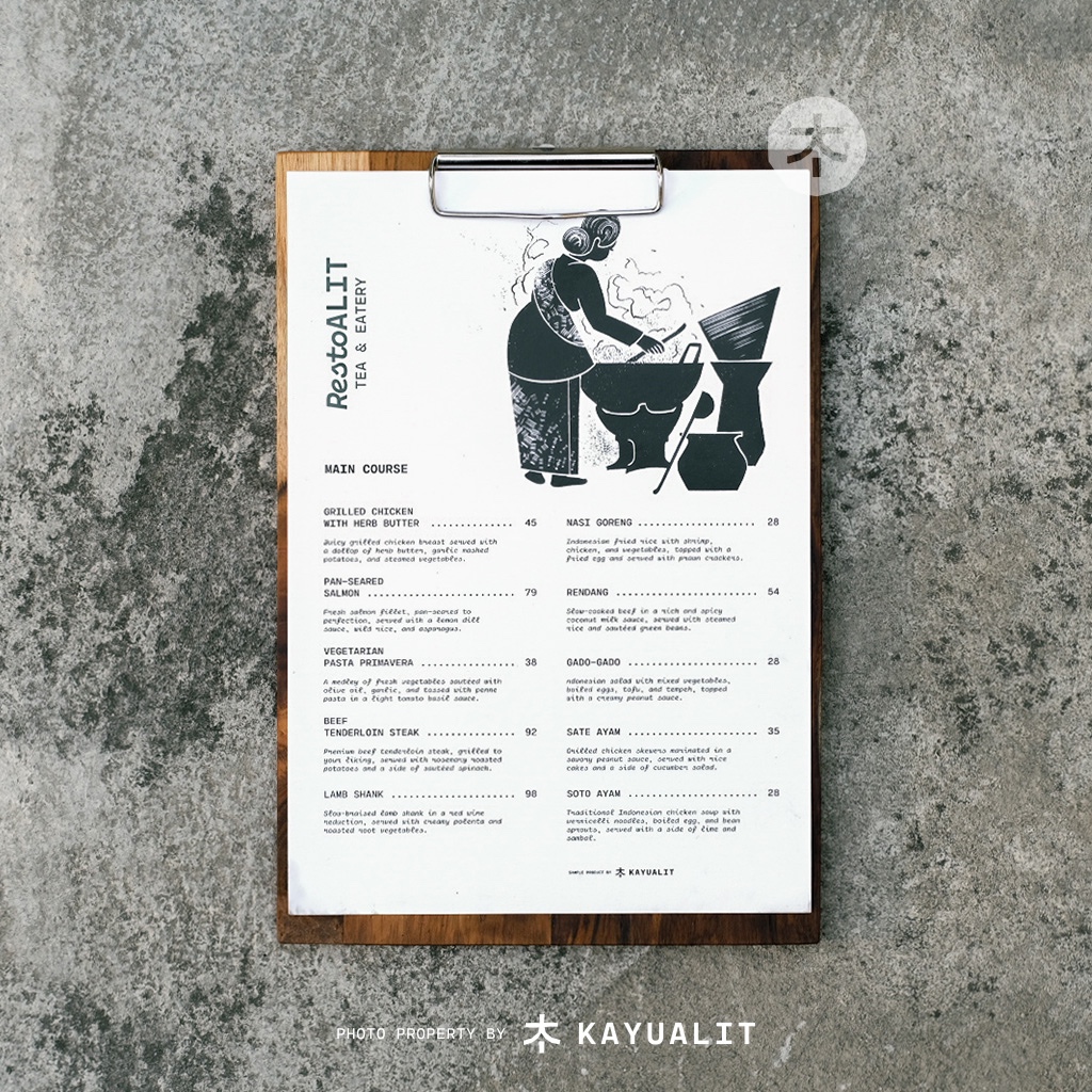 Jual Cover buku menu kayu jati perhutani / Menu Board / Wooden Book ...