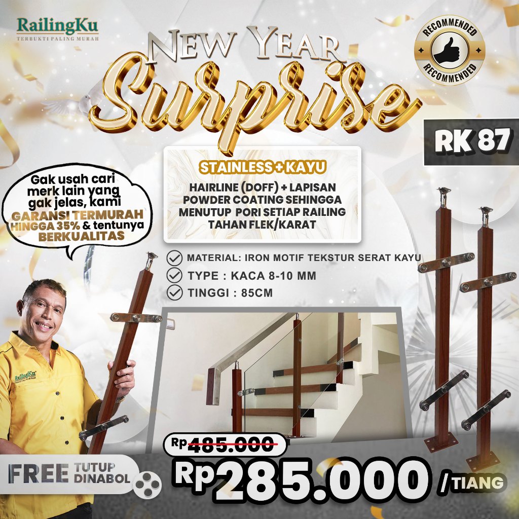 Jual [NEW YEAR SURPRISE] Railing Tangga Stainless Wood Texture ...