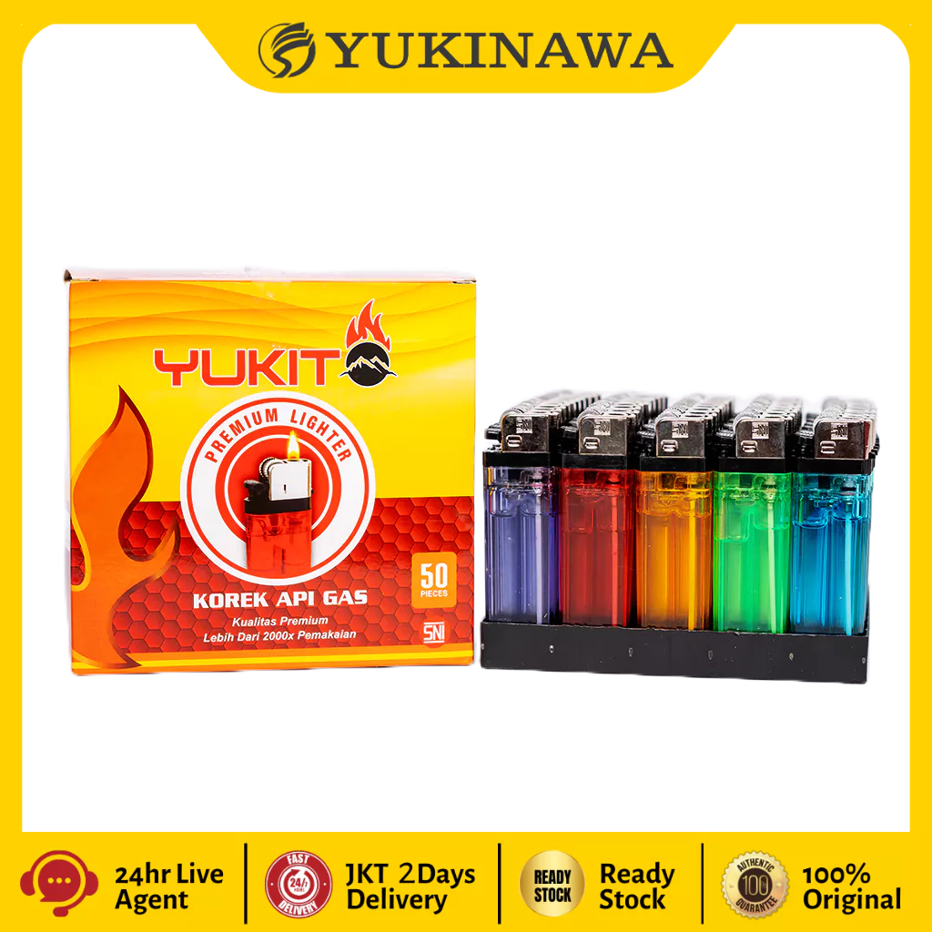Jual Korek Api Gas Yukito 100% Asli 1 Box isi 50 Pcs - Lighter Kualitas ...