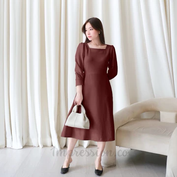 ELENORA Dress Pesta Kondangan Korean Style Wanita Scuba Premium Mewah Elegan