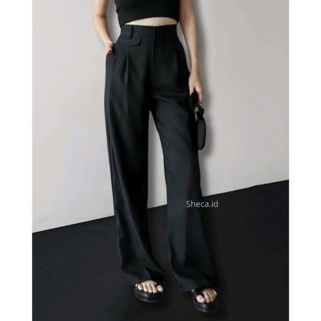 Jual SHECA - Celana Loose Pants Highwaist Wanita Kekinian Celana Kulot ...