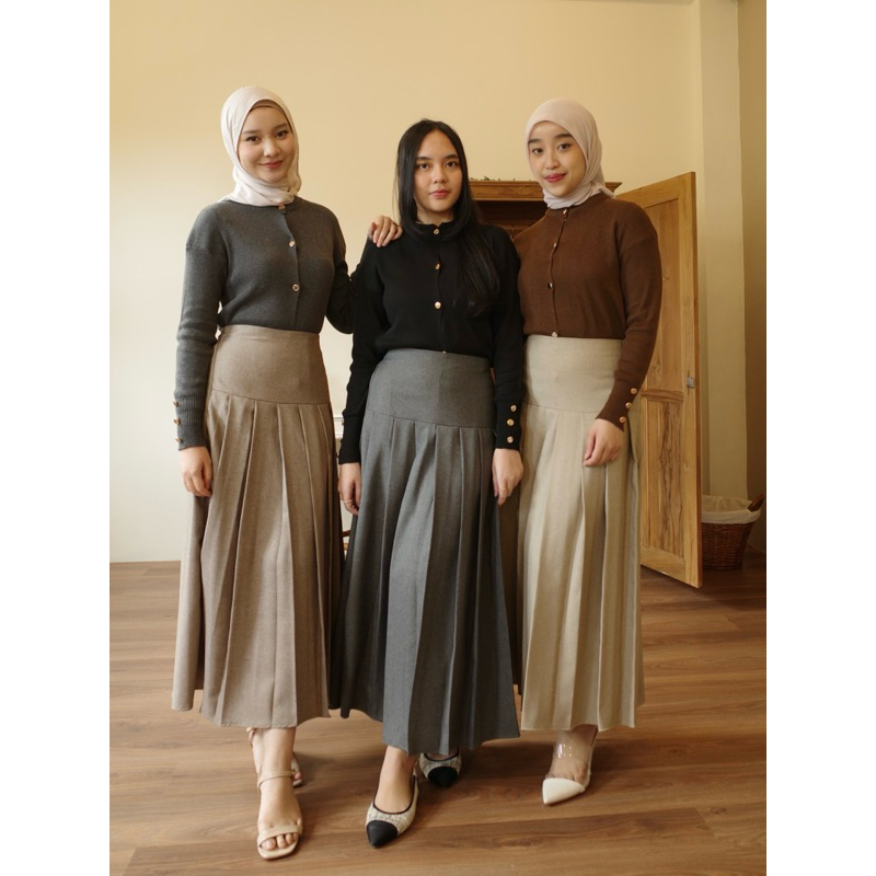 Jual LEVIORA | Sora Semi Wool Skirt (Rok Panjang Rample) | Shopee Indonesia