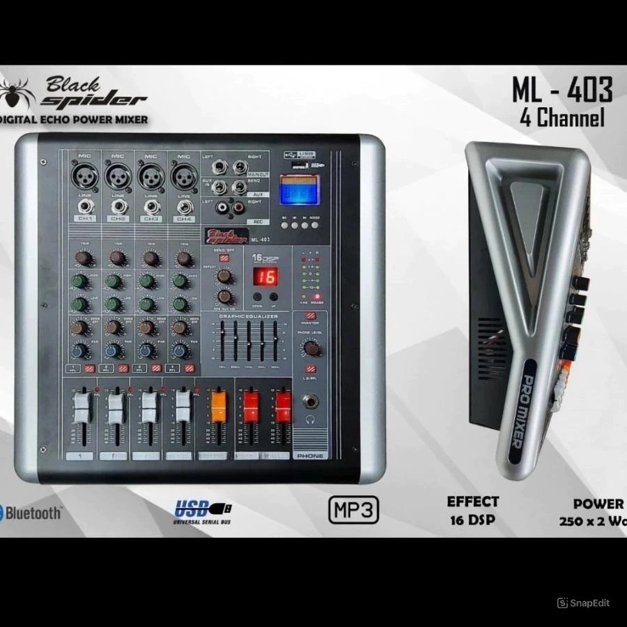 Jual Power Mixer Black Spider ML403, ML 403 ( 4 Channel Full ) | Shopee ...