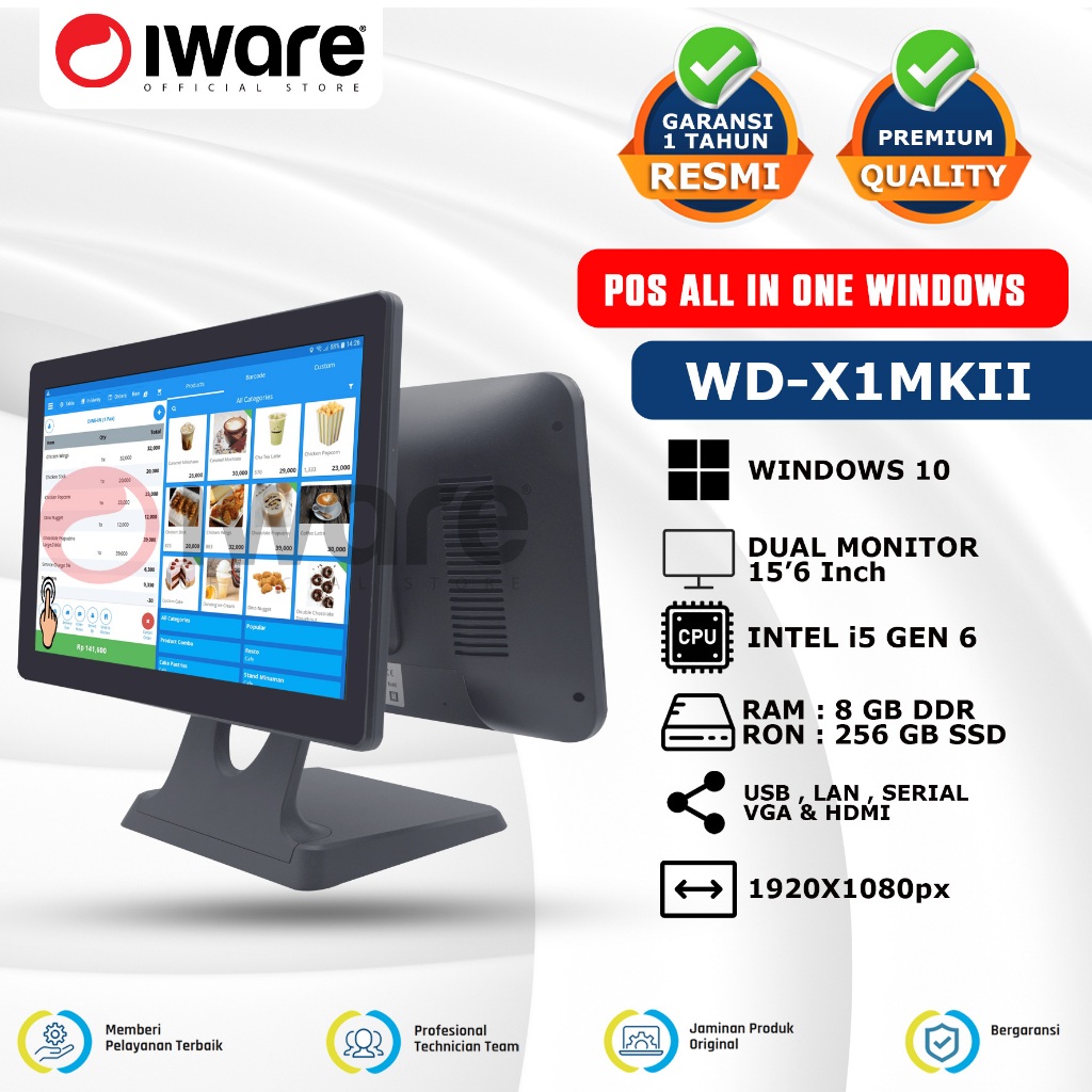Jual Iware PC Pos All In One WD-X1MKII Mesin Kasir Windows Intel i5 Gen ...