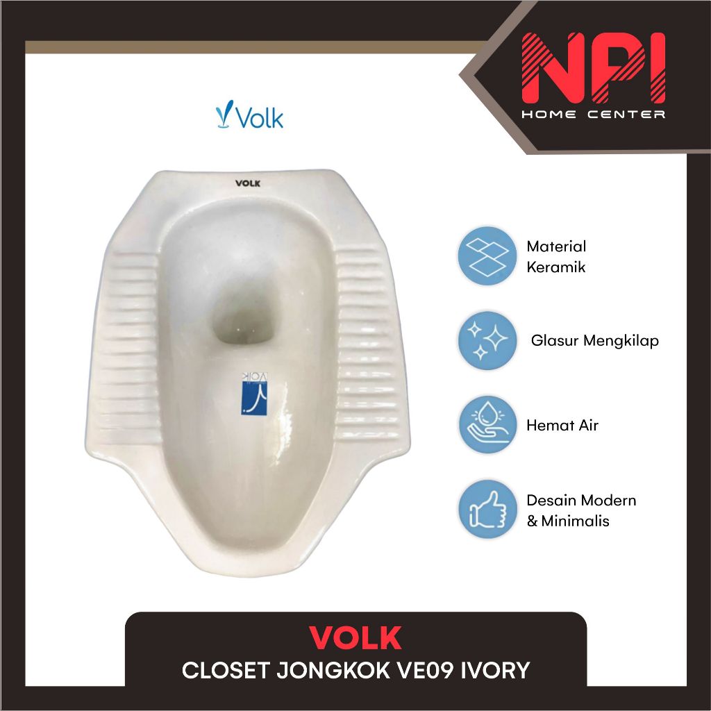 Volk - Closet / Kloset / Toilet Jongkok Squat Ve09 Ve 09 Ivory Lantai Dasar