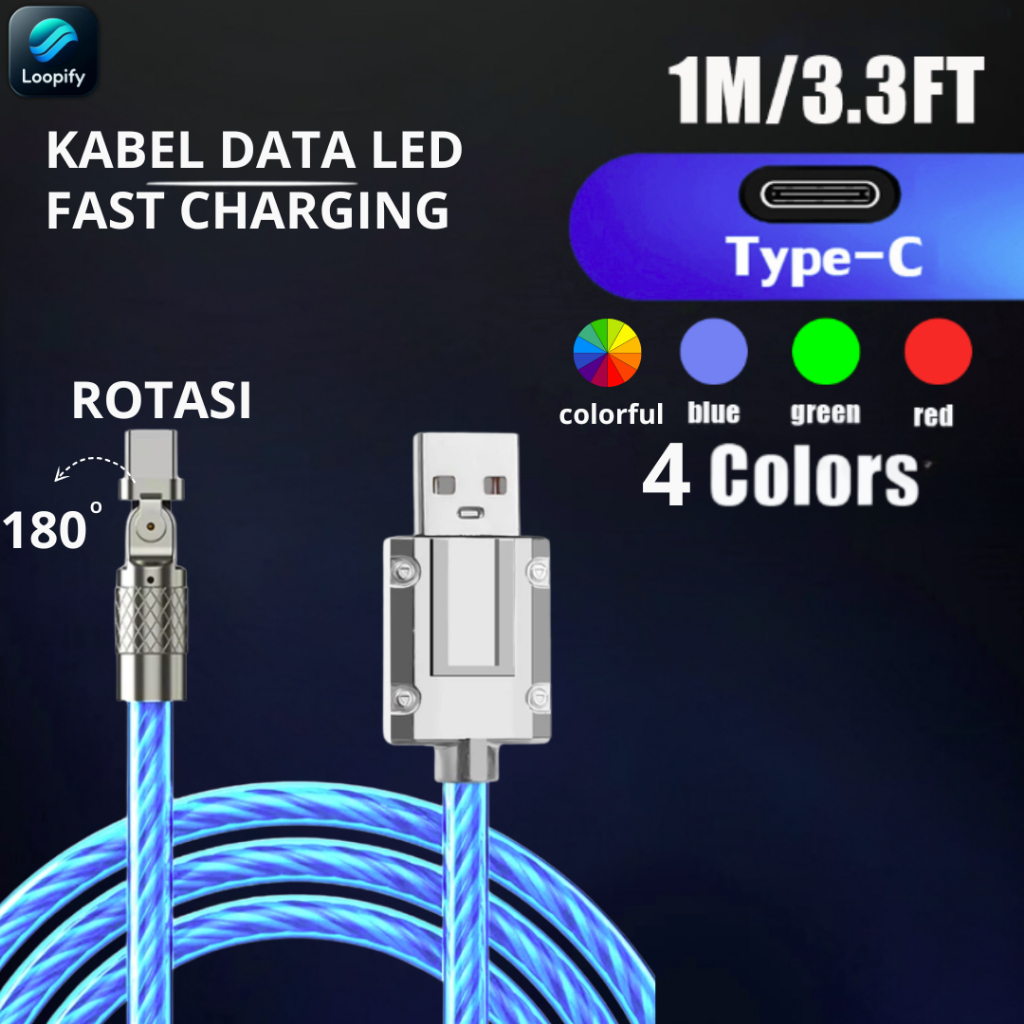 Jual [COD] loopify 120W Super Fast Charging 180° Rotating 6A Kabel Data ...
