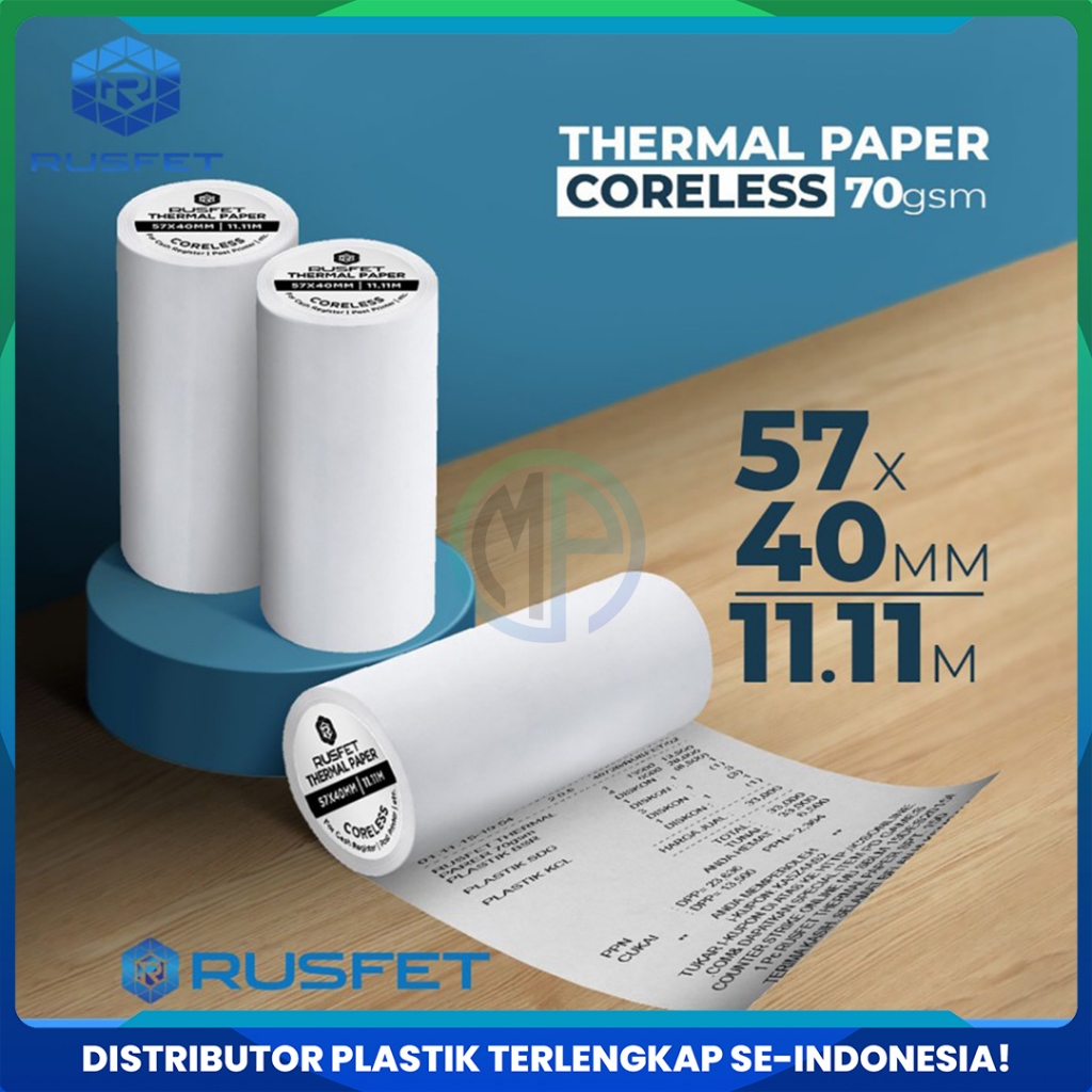 Jual Label Termal Rusfet Coreless Non Stiker 5,7cm x 4cm / Paper ...