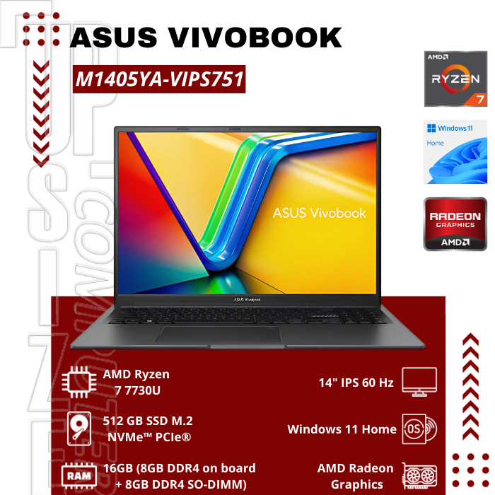 Jual ASUS VIVOBOOK 14 M1405YA-VIPS751 AMD RYZEN 7-7730U 16GB 512GB ...