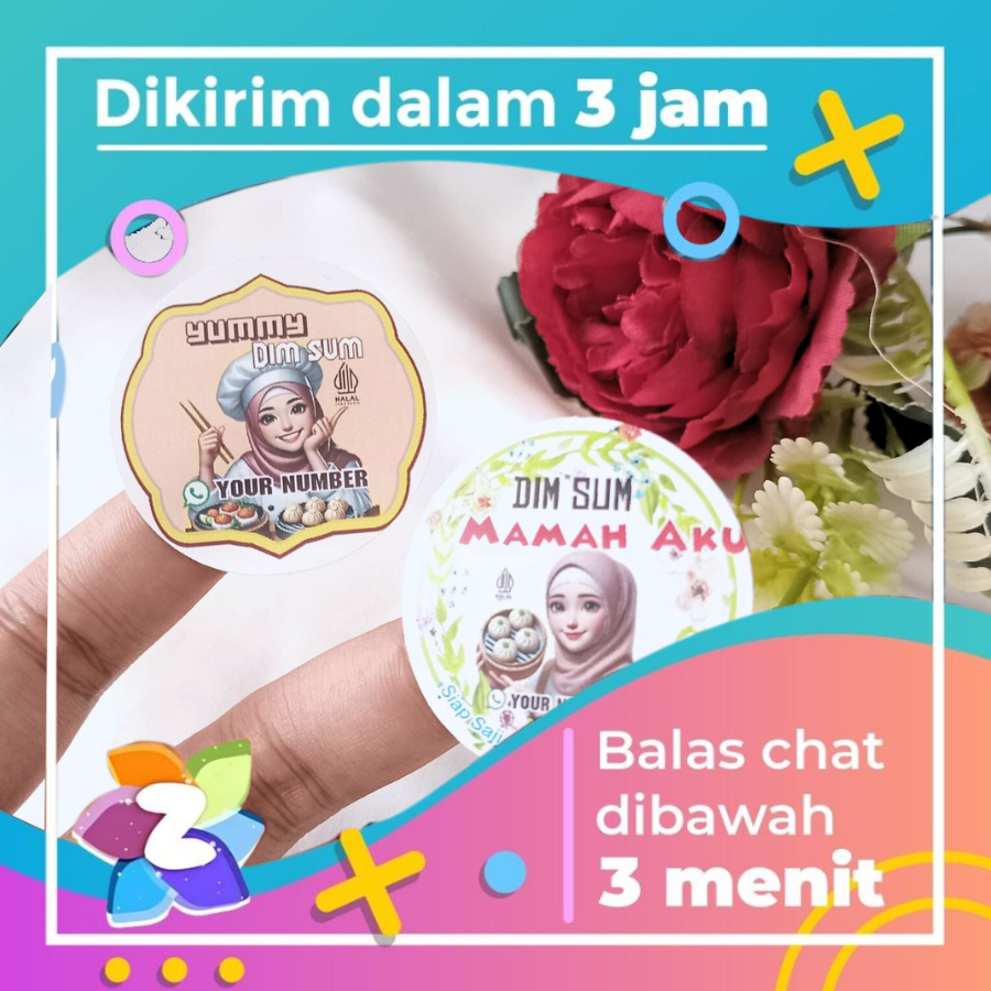 Jual Zennida Sticker Print Dimsum Bentuk Bulat Free Desain Cetak Stiker ...