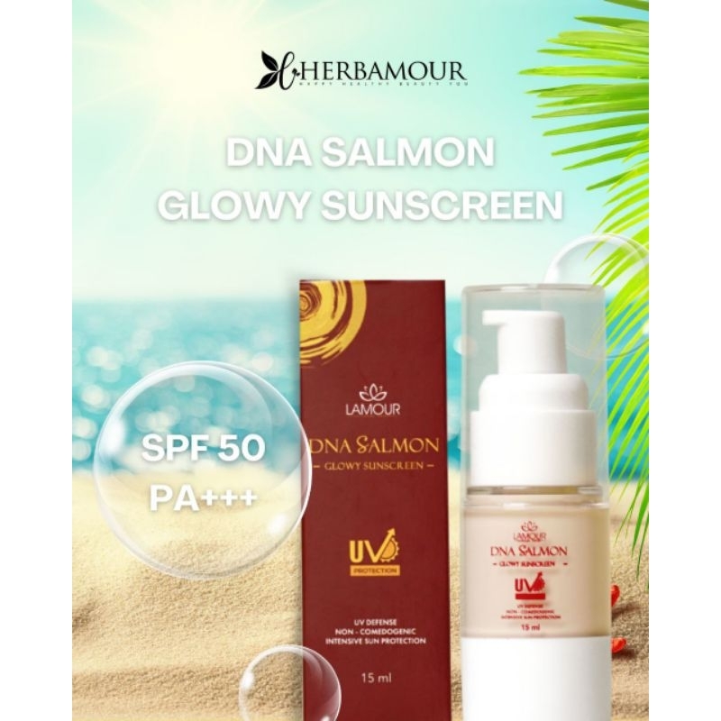 Jual DNA SALMON GLOWY SUNSCREEN LAMOUR SPF 50 PA+++ | Shopee Indonesia