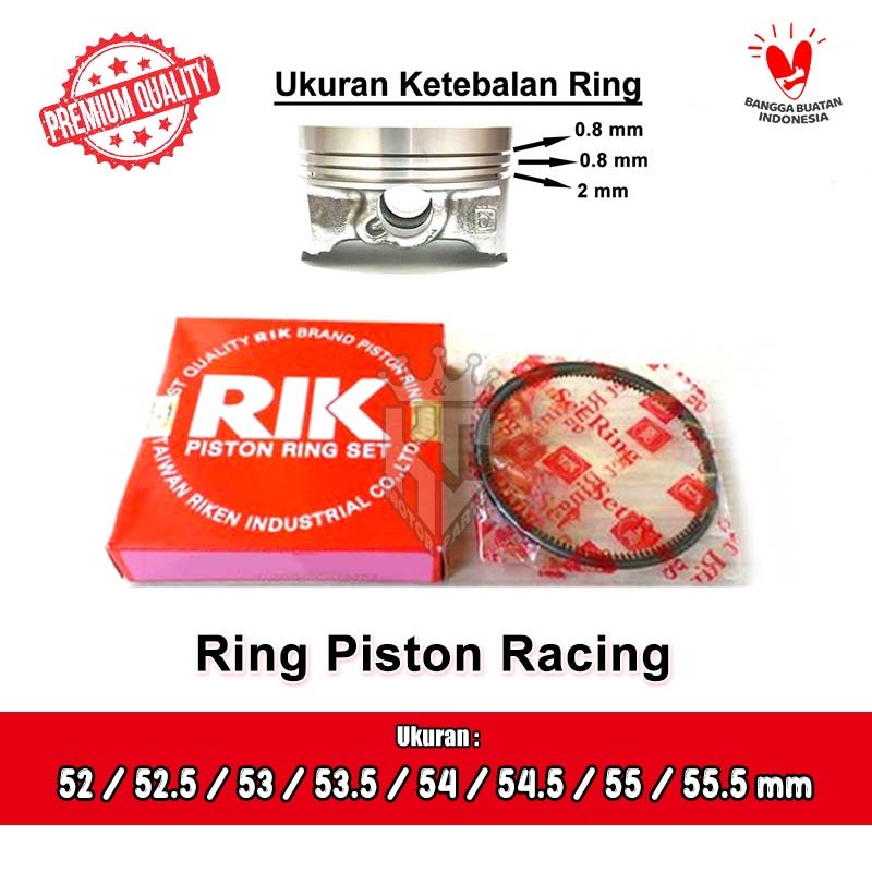 Jual Ring Piston RIK Racing 52 52.5 53 53.5 54 54.5 55 55.5 mm Tebal 0. ...