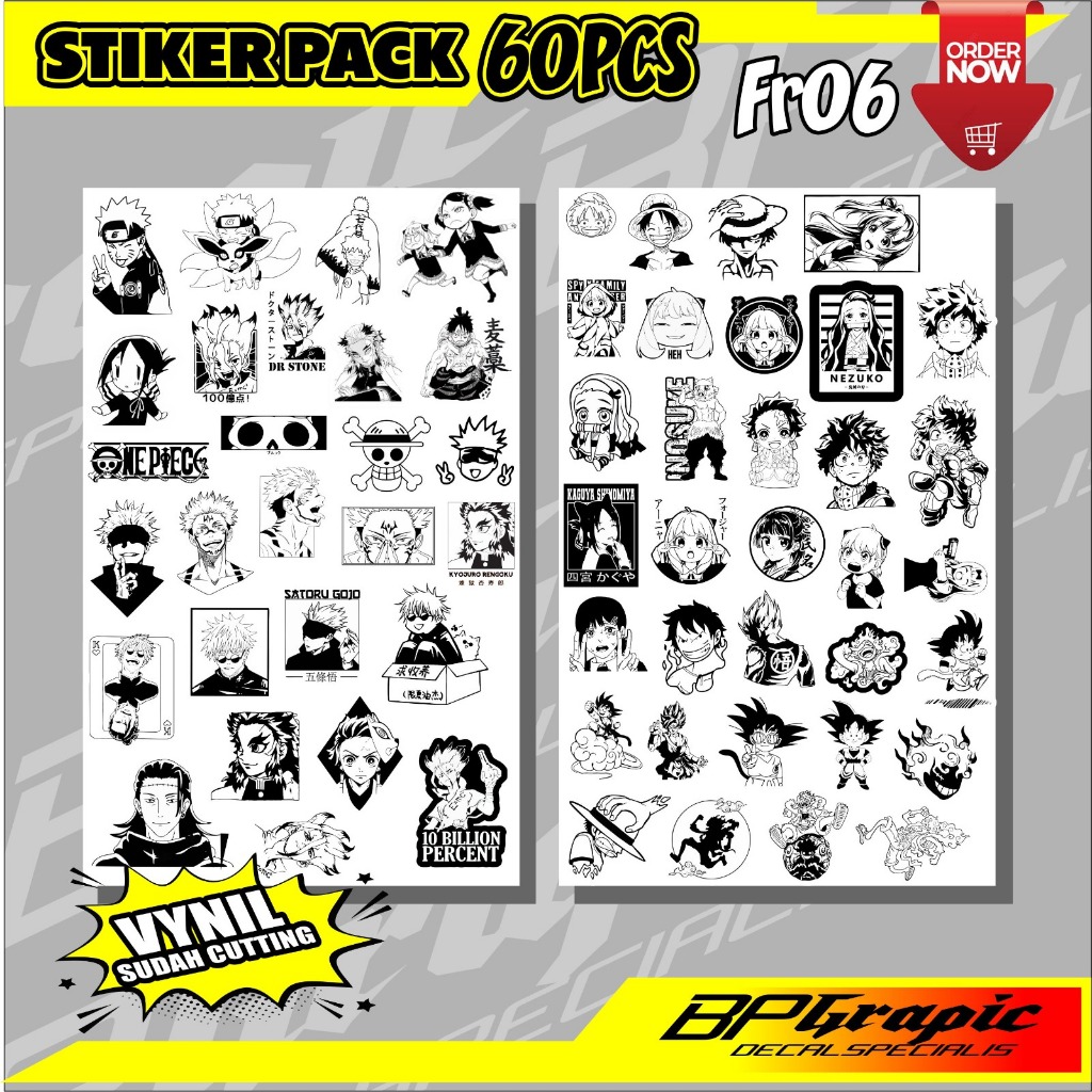 Jual Stiker pack sticker aesthetic isi 60pcs bw full black white hitam ...