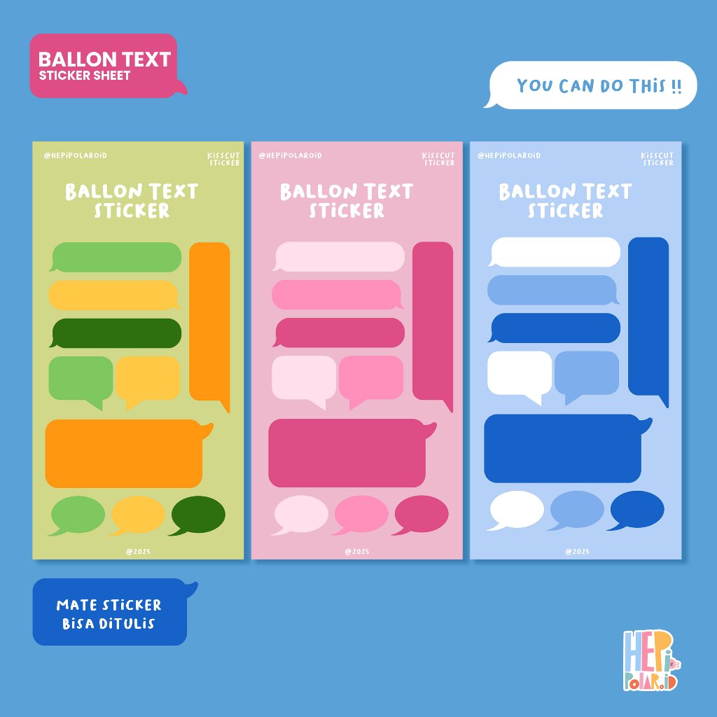 Jual Sticker Sheet Balloon Text - Warna Ceria (Matte Sticker Bisa ...