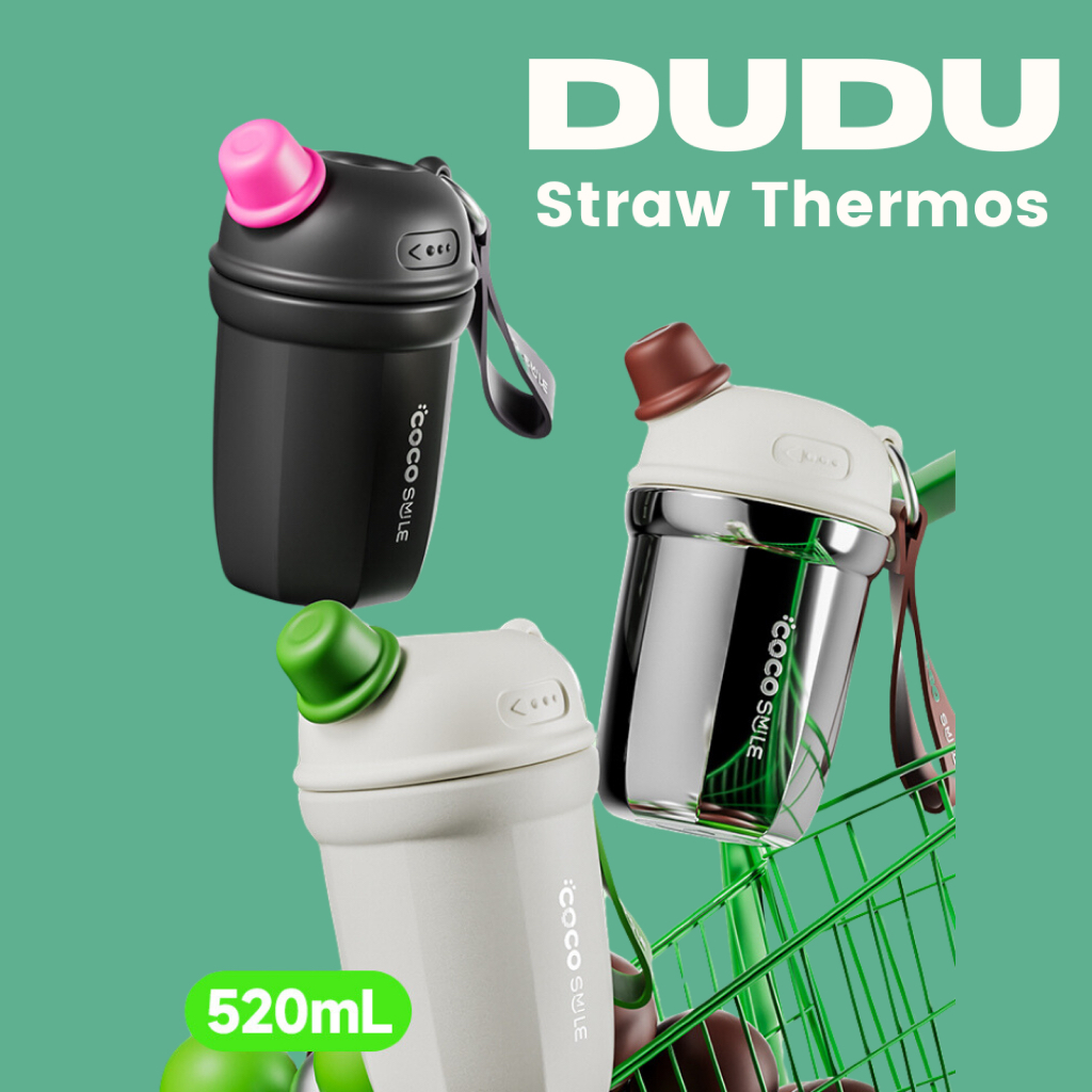 Jual COCO Smile Dudu Series 520ml Straw Thermos | Shopee Indonesia