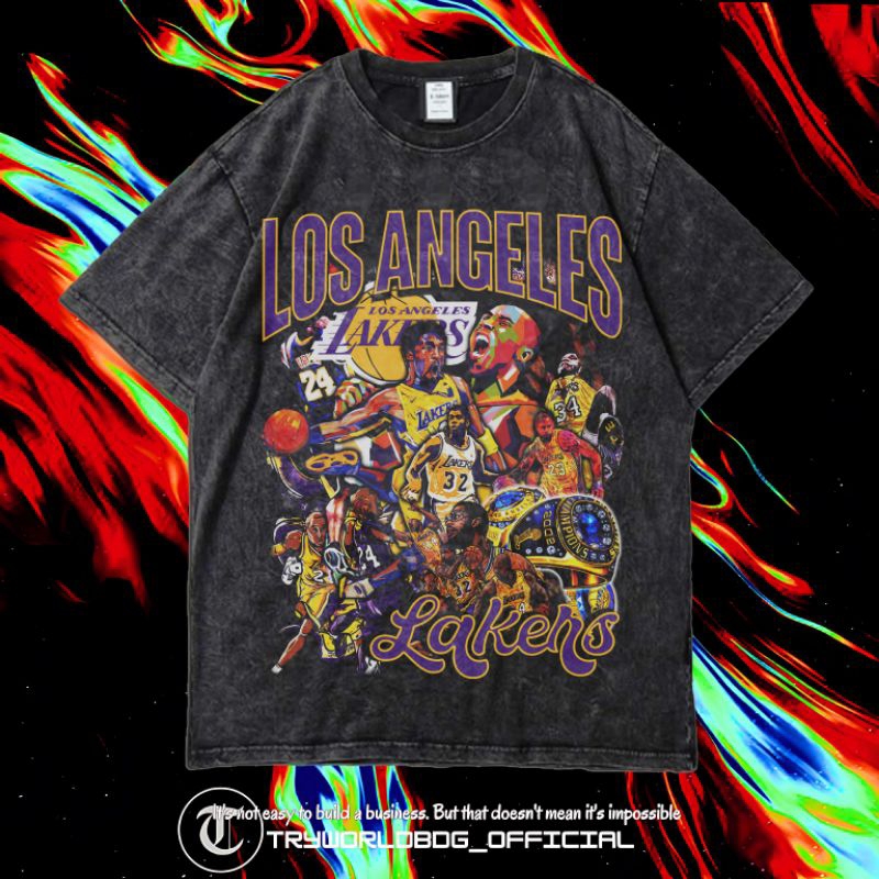 KAOS OVERSIZED KAOS WASHED OVERSIZED T SHIRT KAOS LOS ANGELES LAKERS  WASHING VINTAGE TEE
