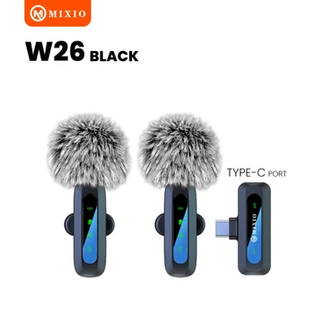 MIXIO W25 W26 Wireless Microphone Mic Wireless Clip On Microphone Mikrofon Lavalier HP Plug Play