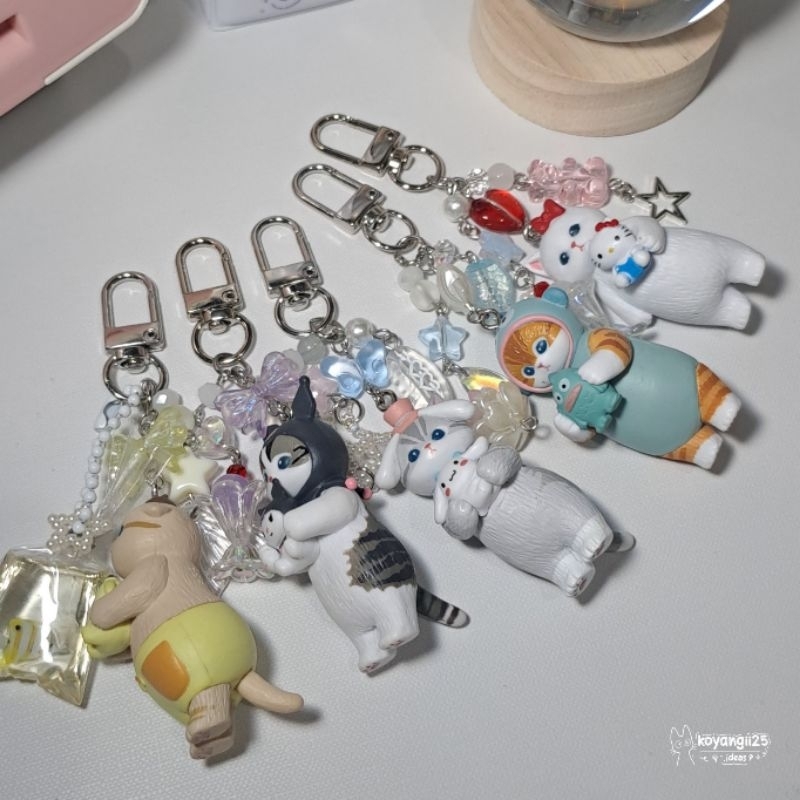 Jual Mofusand x Sanrio Characters Keychain | Beads Bag Key Charm ...