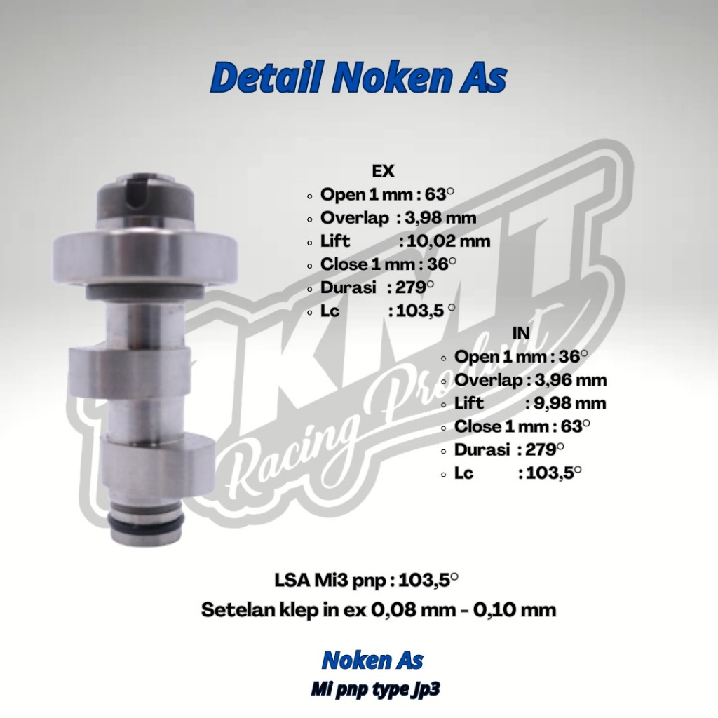 Jual NOKEN AS RACING CAM MIO SPORTY VEGA ZR SET RRA KODE 7 PER KLEP ...