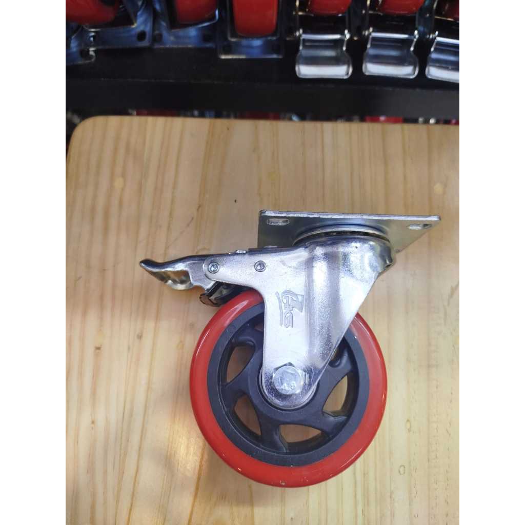 Jual RKS - Roda 4 inch PU Merah Heavy Duty + Double bearing caster ...