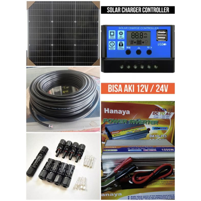 Jual Panel Surya Satu Set 50 Wp Satu Set Inventer 1000 Watt | Shopee ...