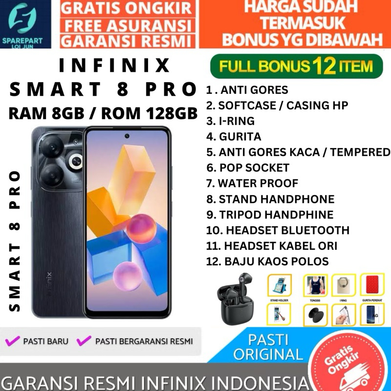INFINIX SMART 8 PRO RAM 8/128GB GARANSI RESMI INFINIX INDONESIA