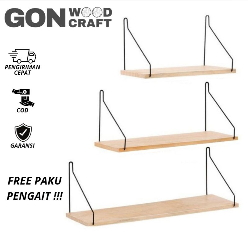 Jual Rak Dinding Besi Kait Kuat Kayu Solid Jati Belanda - Rak Dinding ...