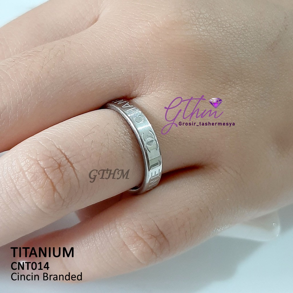 Jual Cincin Titanium Branded Wanita Model Tipis Anti karat cnt014 ...