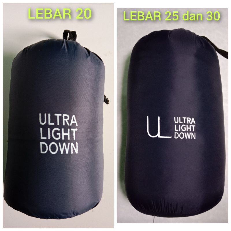 stuffsack uniqlo/tas serut uniqlo/pouch jaket bulang uniqlo/sarung sleeping  bag//bisa logo