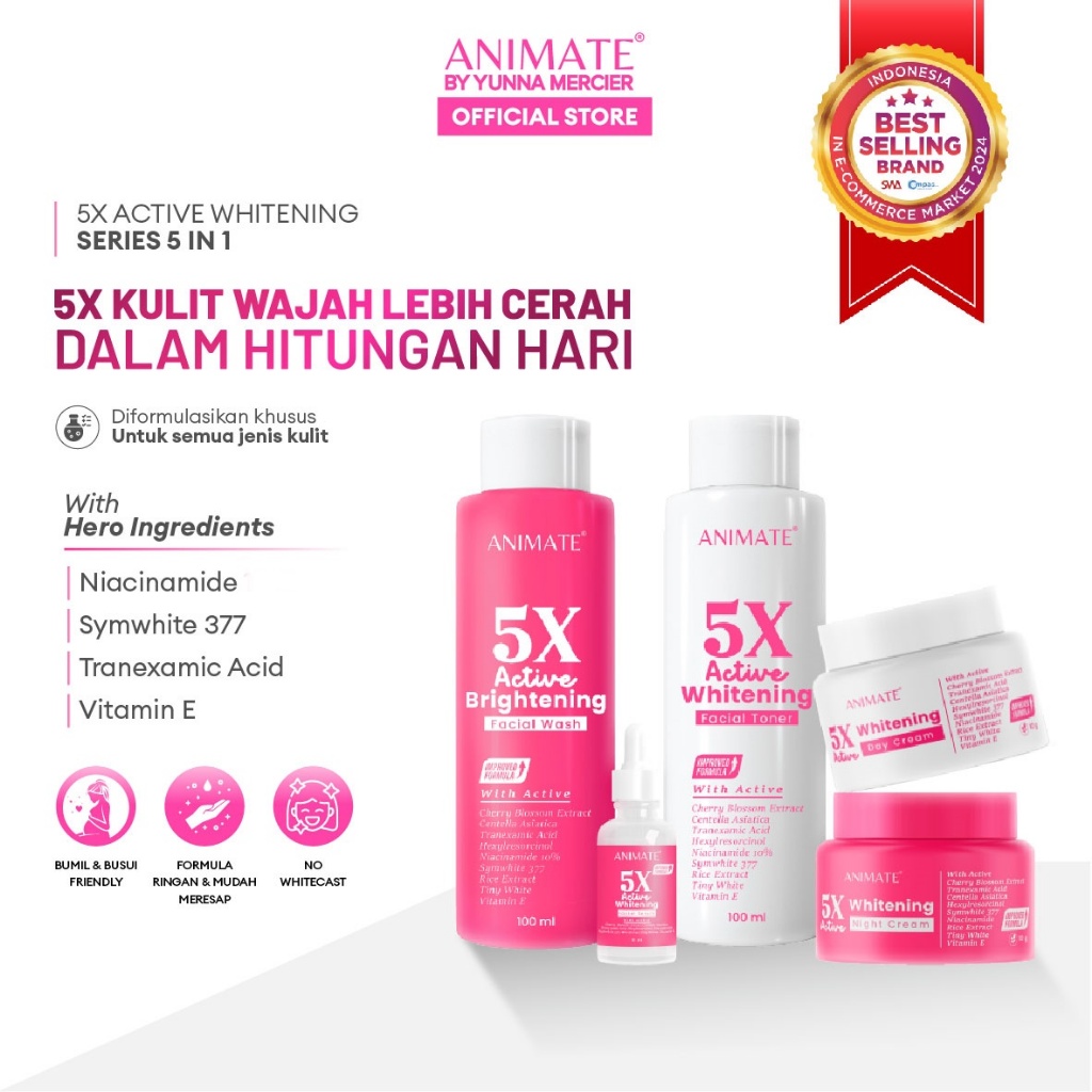 Jual (FLASH SALE) Animate 5x Active Whitening Series 5in1 | Shopee ...