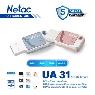 Netac Flashdisk UA31 USB 2.0 Flash Drive 8GB/16GB/32GB/64GB Blue/Pink Flash Disk Jump Drive Full Support for Computer Smart TV