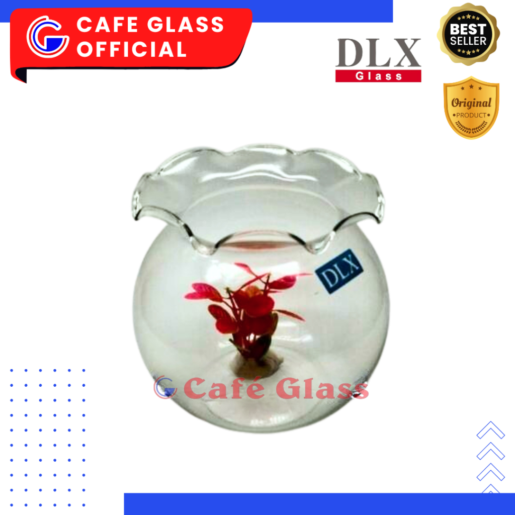 Aquarium Bulat Aesthetic - Akuarium Ikan Cupang - Aquarium Shella 1.5L Dlx Kaca