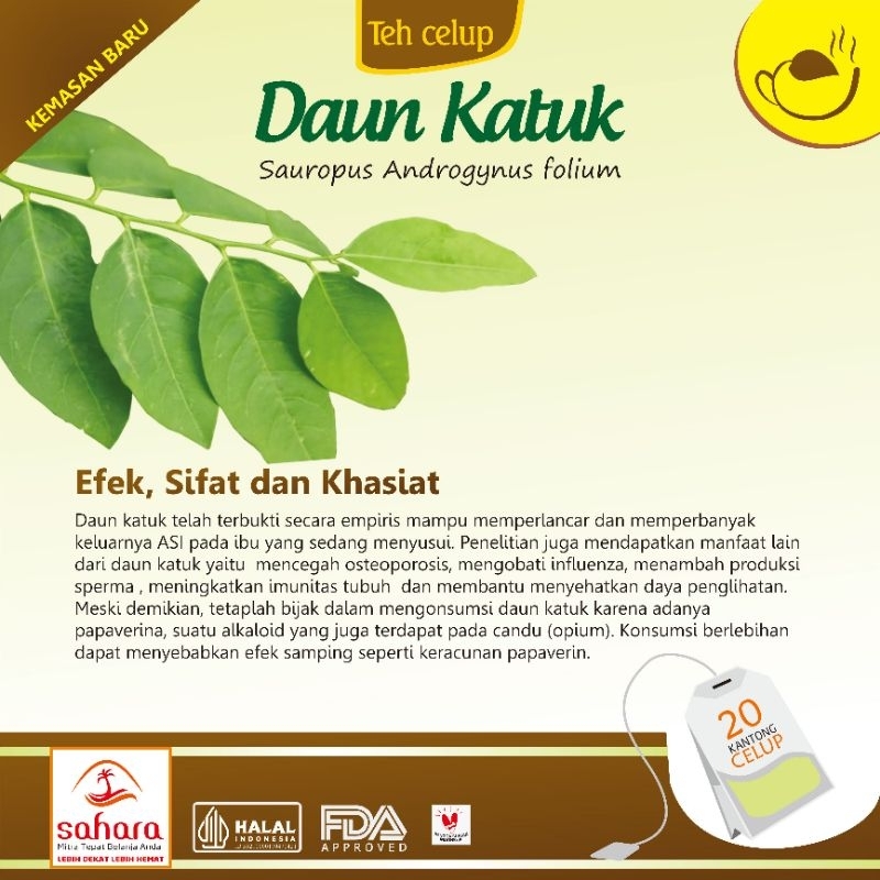 Jual Teh Daun Katuk Sauropus Androgynus folium tea herbal melancarkan ...