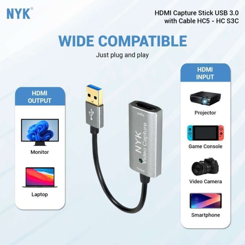 Jual NYK HC5 Hdmi Video Capture Usb 3.0 4k 1080p | Shopee Indonesia