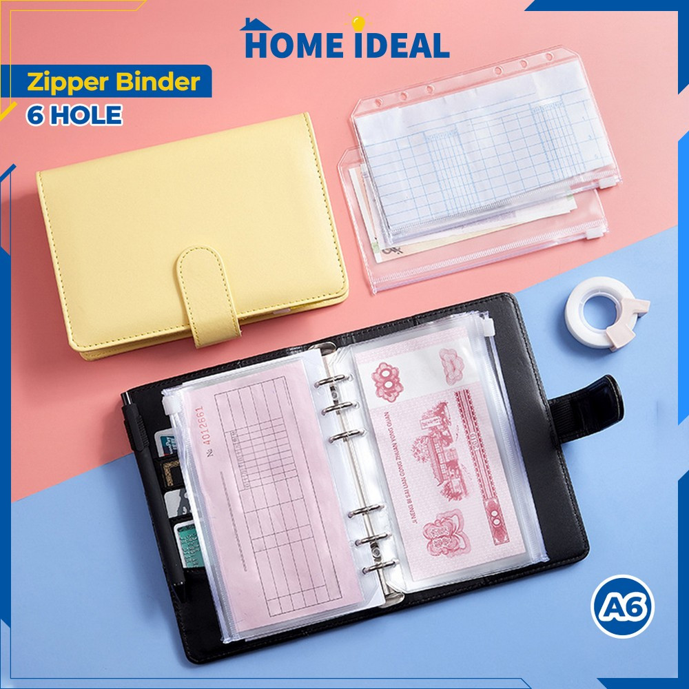 Jual A6 Transparent Hand Book Bags 6 Hole / Zipper Pocket Binder A6 ...