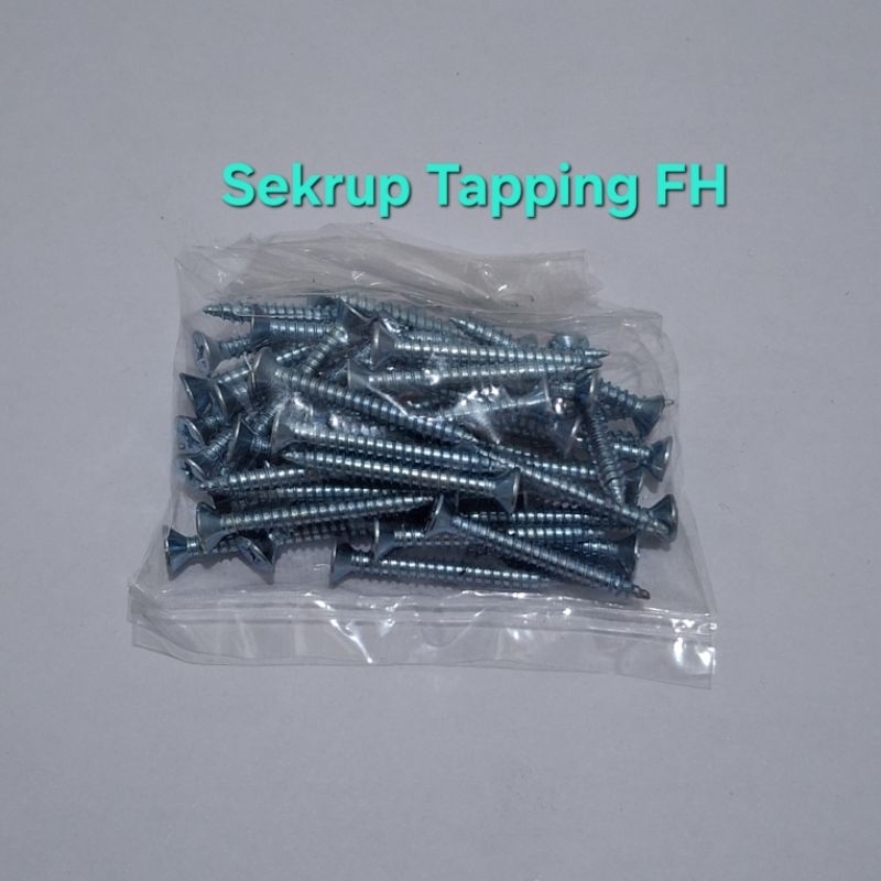 Jual Isi 50 Pcs Sekrup Tapping FH Putih Galvanis ukuran 6x½