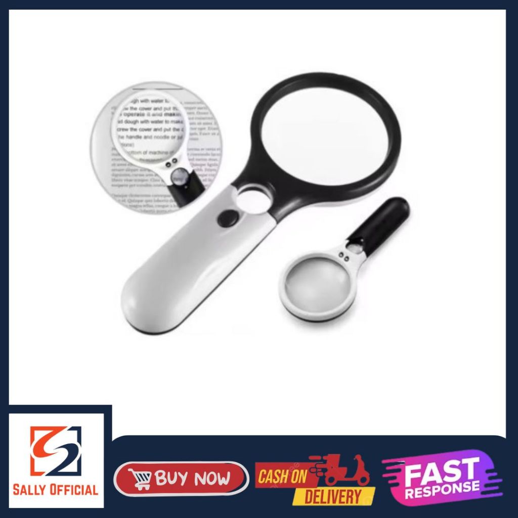 Jual 2in1 Magnifier Gelas Kaca Pembesar Dengan Lampu 3 LED Loop ...
