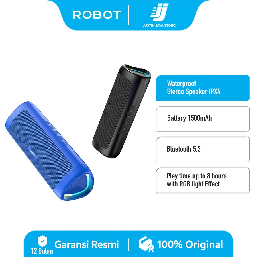 Jual ROBOT RB525 Speaker Bluetooth 5.3 Double Bass 10wat With RGB Light ...