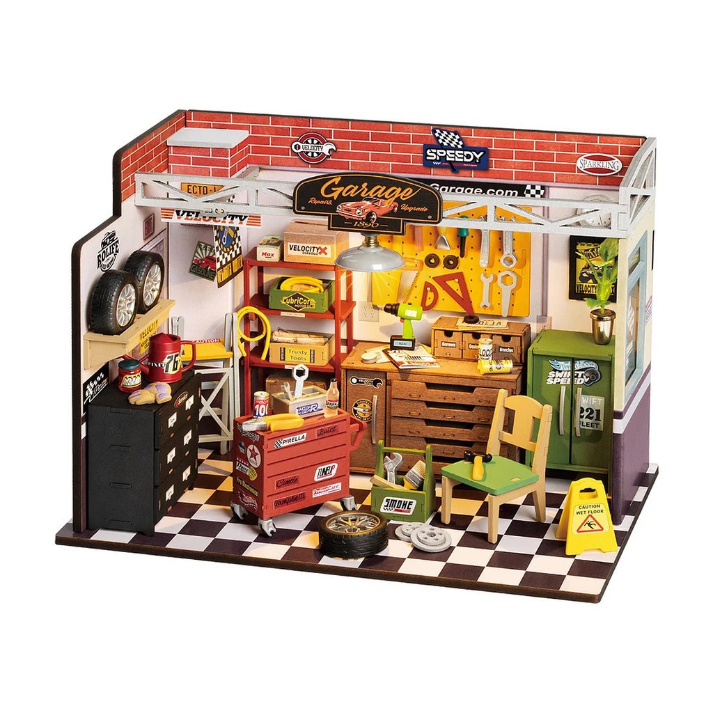 Jual Robotime Rolife ROKR Garage Workshop DIY Miniature House Kit DG165 ...
