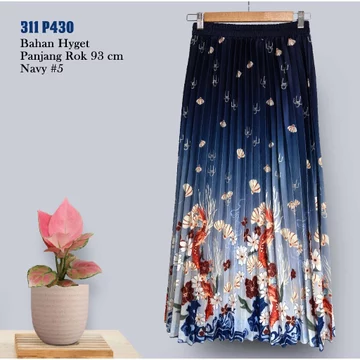 Rok Plisket Hyget Payung Gradasi Motif Bunga Dan Ikan 311 P430 P421