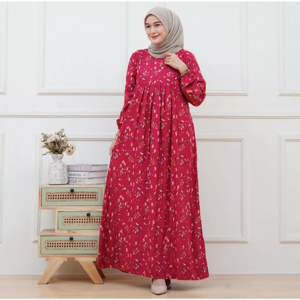 Gamis Rinti Motif Bunga Kekinian