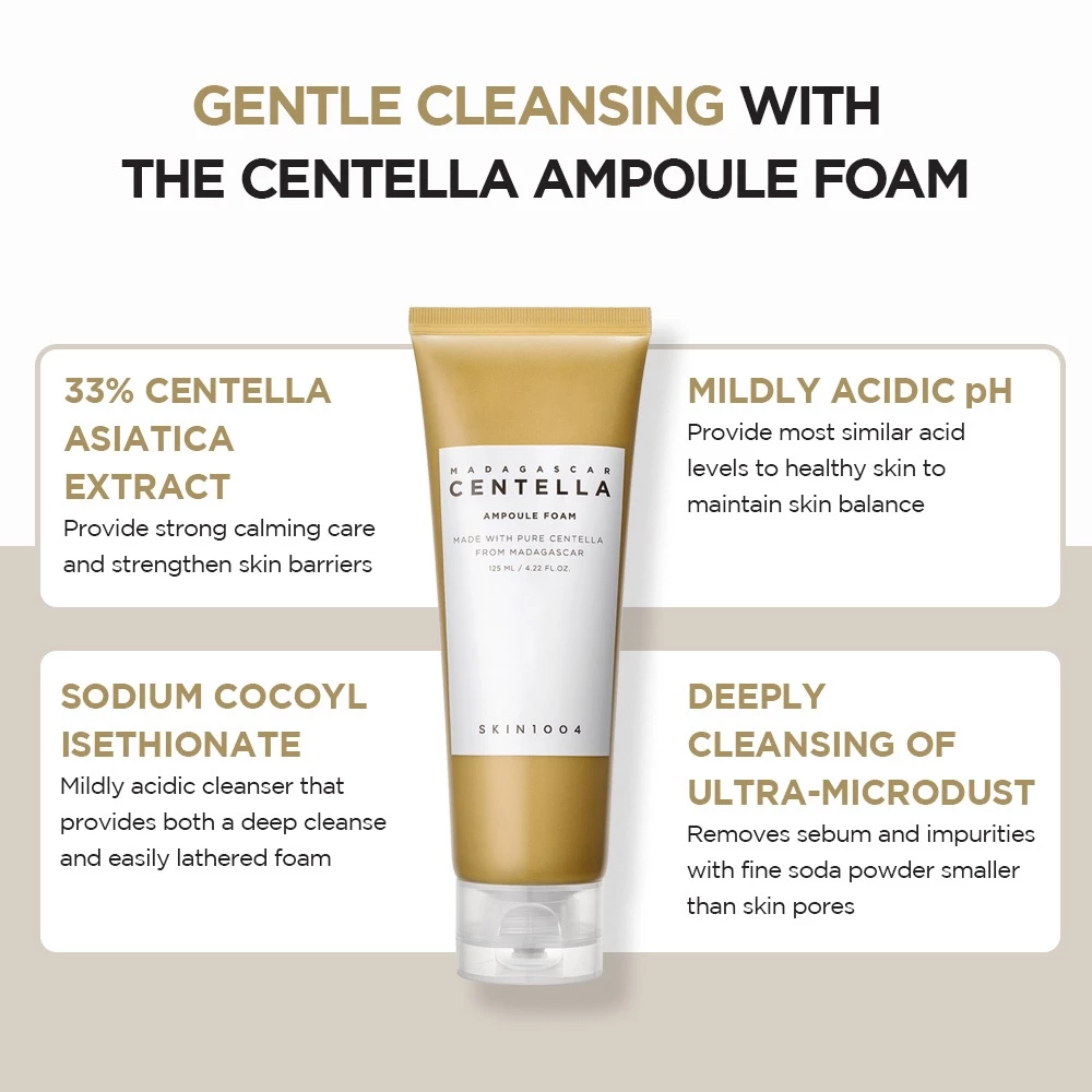 SKIN1004 Glow & Calming 3pcs Set (Tone Brightening Capsule Ampoule 100ml + Centella Cream 75ml + Centella Ampoule Foam 125ml) - foto 1