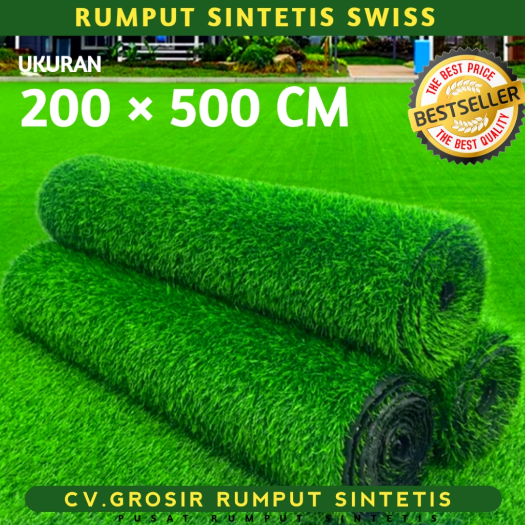 Jual KARPET RUMPUT SINTETIS 1 ROLL UKURAN 2X5 METER TIPE SWISS TEBAL 3 ...